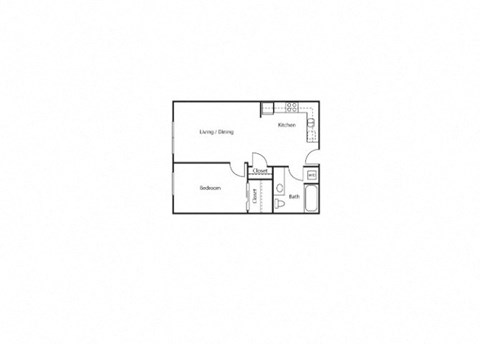 Floor plan for 1 bed, 1 bath, 548 sqft